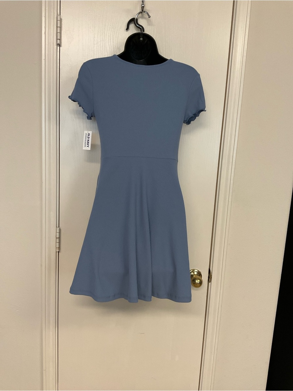 Old Navy Blue Fit-and-Flare Short Sleeve Dress - Picture 2 of 4